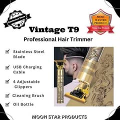 Unesex gold metal hair trimmer with four sharp blades _ Fast charging