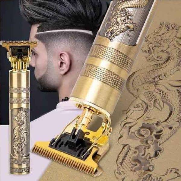 Unesex gold metal hair trimmer with four sharp blades _ Fast charging 2