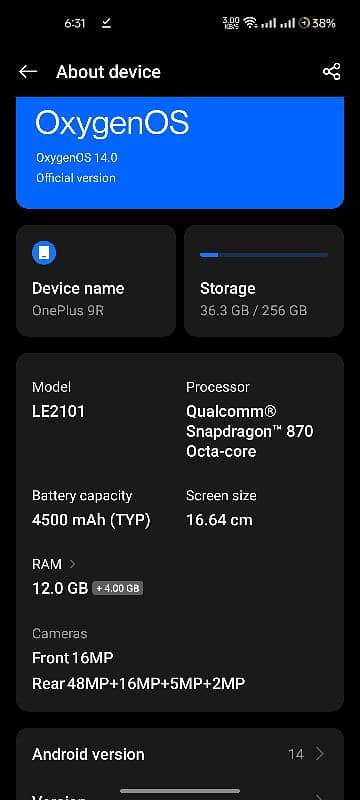 oneplus 9r 5g global variant 12/256(andriod 14) 1