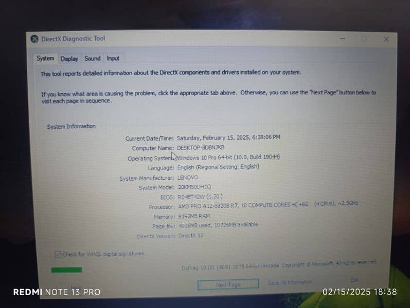 Lenovo thinkpad AMD pro 8th generation 8gb 120gb ssd 320gb hard in9/10 2