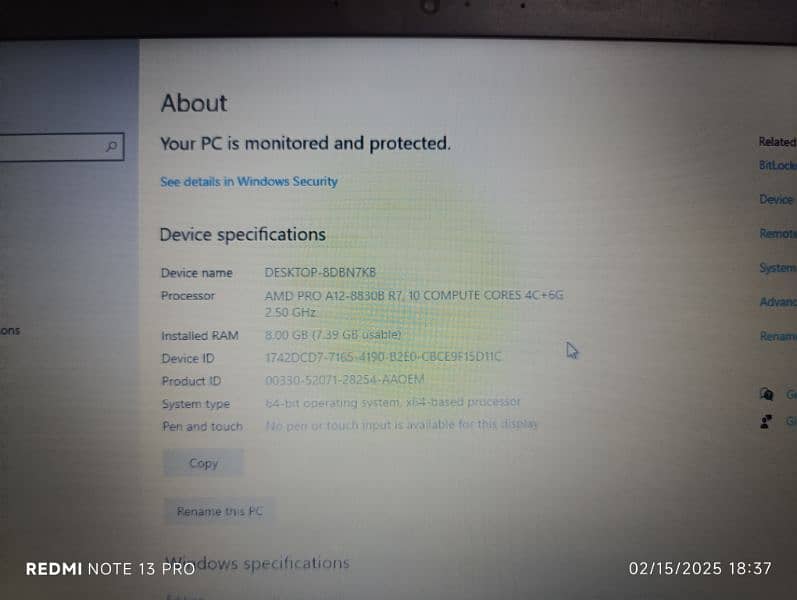 Lenovo thinkpad AMD pro 8th generation 8gb 120gb ssd 320gb hard in9/10 7