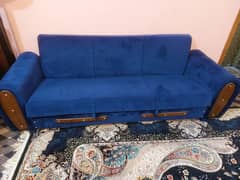 blue velvet sofa cum bed only 8 months used