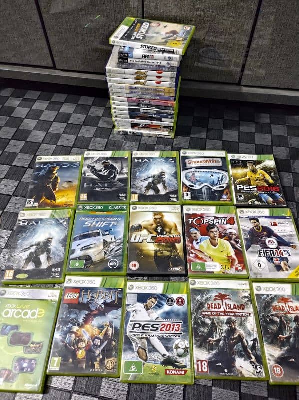 XBOX 360 BUNDLE ORIGINAL GAMES WITH FREE PS3 CDS 4