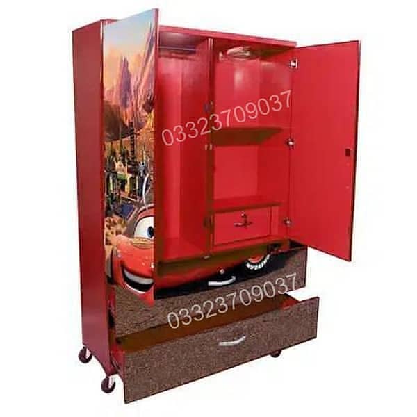 6x4 Feet Wooden Sheet Cupboard with two drawer car Theme Wardrobe 0