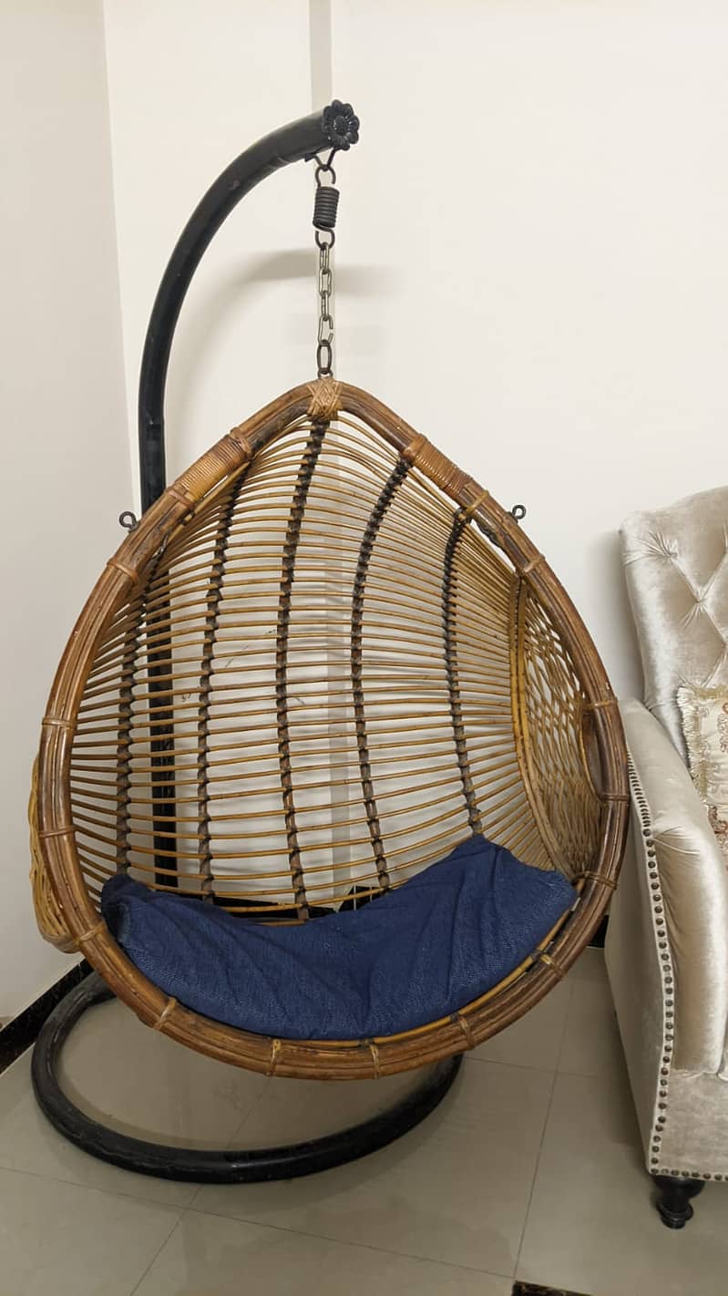 cane swing chair with stand for sale 0