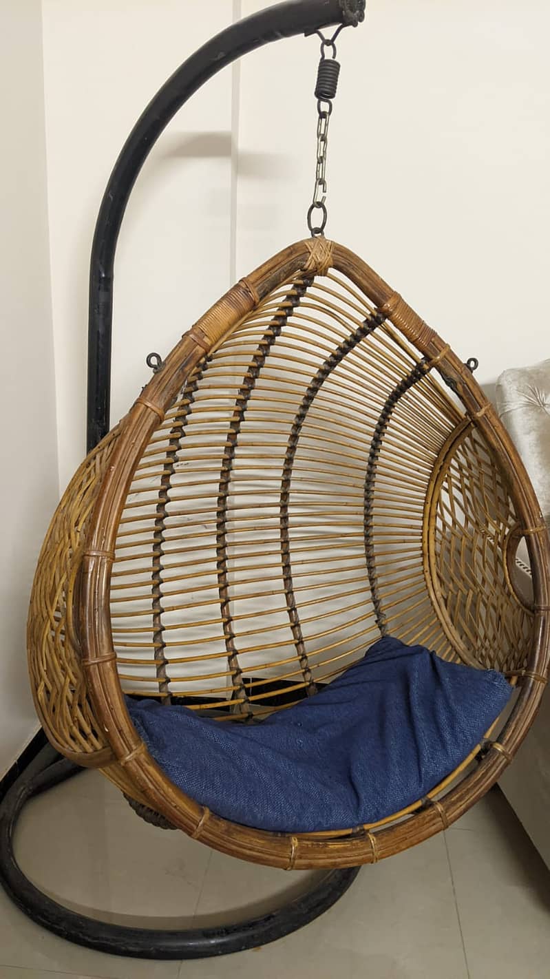 cane swing chair with stand for sale 1