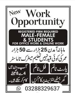 male,female and students job available