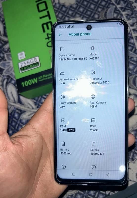 infinix note 40pro 12/256GB 03135733102 3