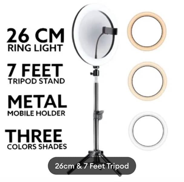 26 CM selfie Led ring light 7 feet tripod stand 4