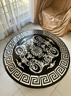 Wooden Center Table with Modern Art Design