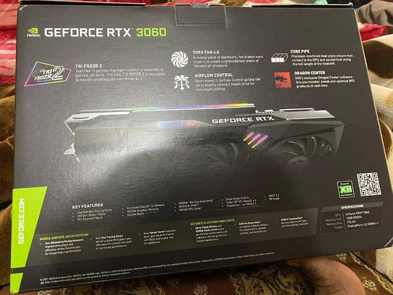 Graphic card for gaming and mining Gforce MSi rtx 3060 12GB trio 5