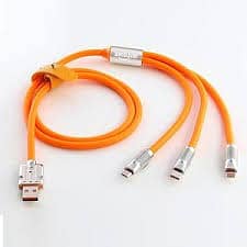 3 in 1 Orange Cable Fast Charging Cable Silicone 120W 6A Cable Fast Ch 1