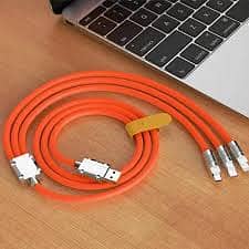 3 in 1 Orange Cable Fast Charging Cable Silicone 120W 6A Cable Fast Ch 7