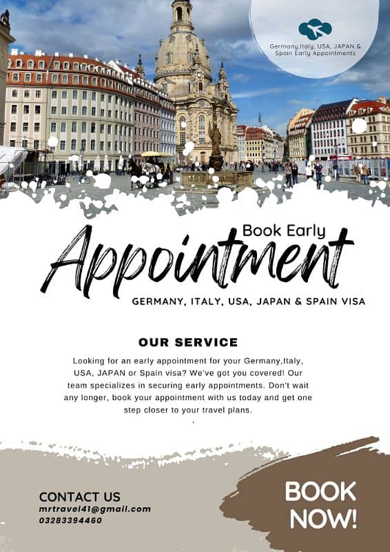 Germany, Italy, USA, Japan & All Countries Early Appointment Available 0