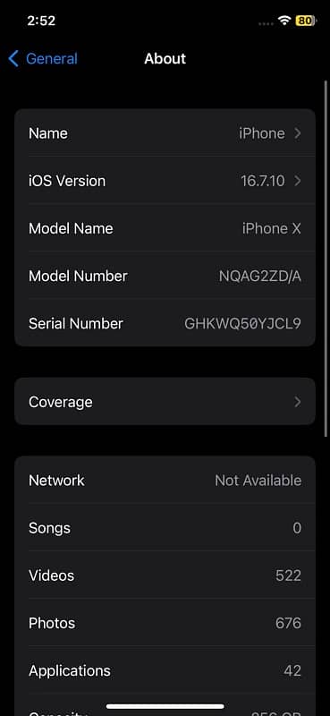 I phone x non pta 256GB 6