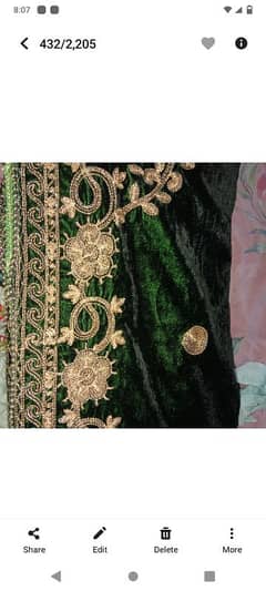 velvet dark green TILA embroidery shawl