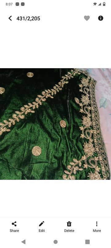 velvet dark green TILA embroidery shawl 1