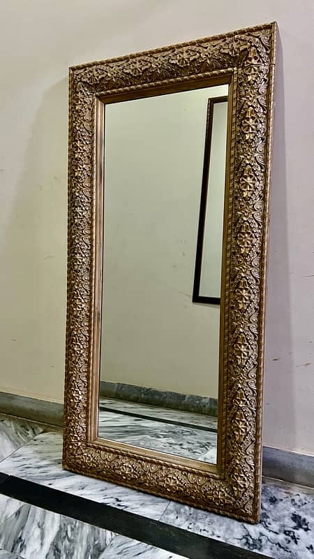 golden wood frame mirror 0