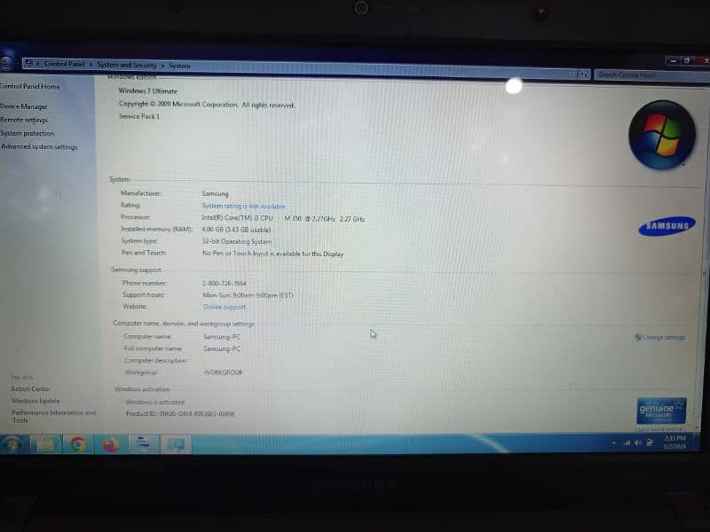 Samsung core i3 - 4gb/256gb 3