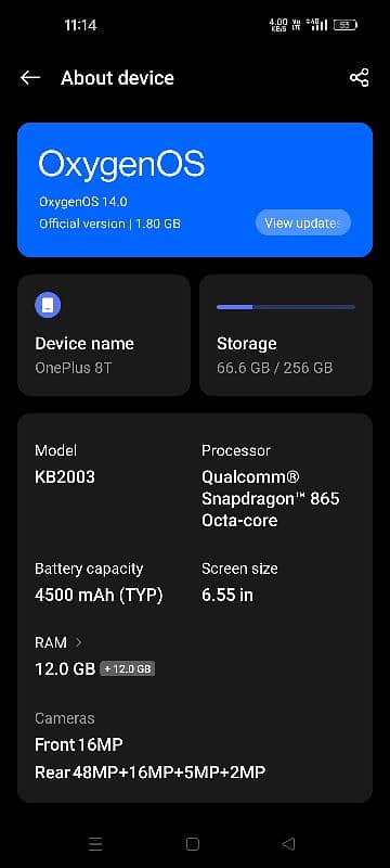 OnePlus 8t 12+12Gb ram 256 GB room Exchange possible 1