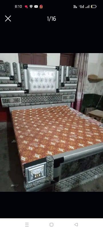 deco luxury bed almost new with side tables 2