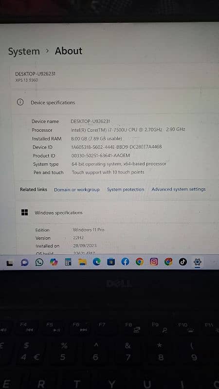 Dell XPS 13 9360 i7 7th Gen 4k Touch Screen 3