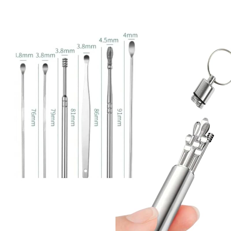 6PCS Stainless Steel Ear Wax Remover Earpick Ear Cleaner Tool 4