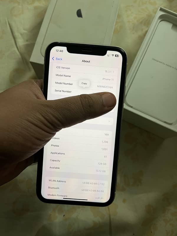 Iphone 11 PTA approved 128 Gb  Dual physical water pack 7