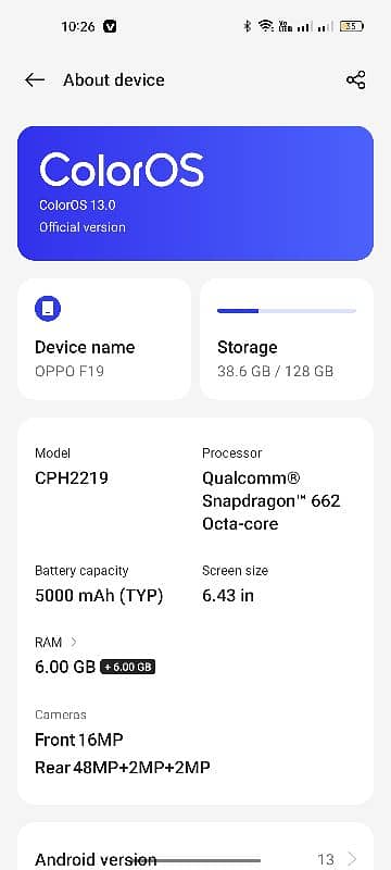 oppo f19 6/128 display finger pta approved (Exchange) 7