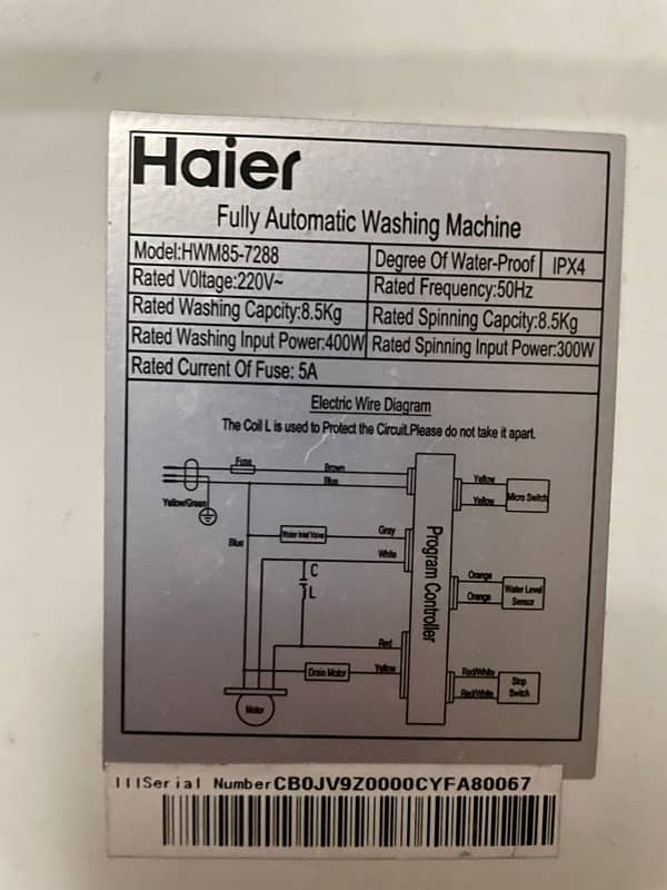 Haier fully automatic washing machine 8.5kg 1