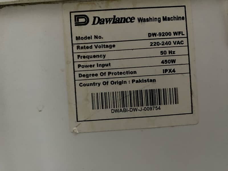 Dawlance Washing Machine DW-9200 WFL 3