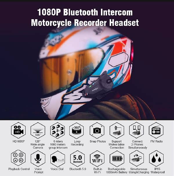 Freed Conn R1 Plus: Bluetooth Motorcycle Intercom Helmet Headset 2