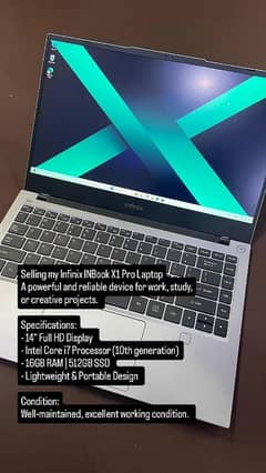 Infinix INBook X1 Pro 14" Core i7 10th gen (16GB RAM - 512GB SSD]