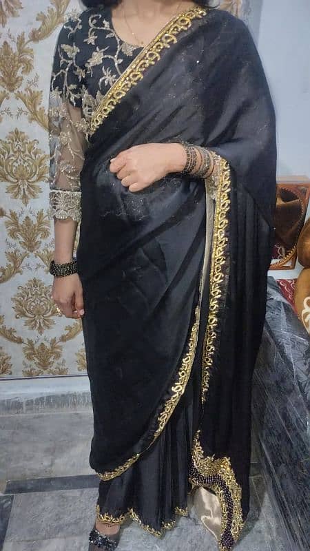 chiffon+silk mix saree 0