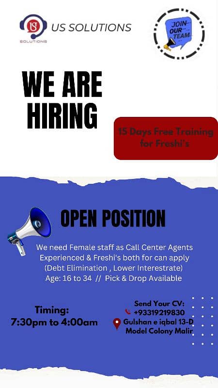 We Are Hiring Female/Male 0