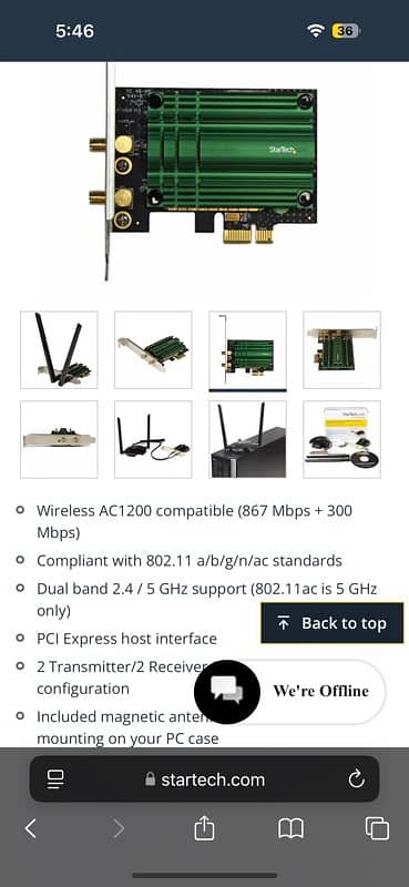 Startech ac1200 gaming WiFi card 1