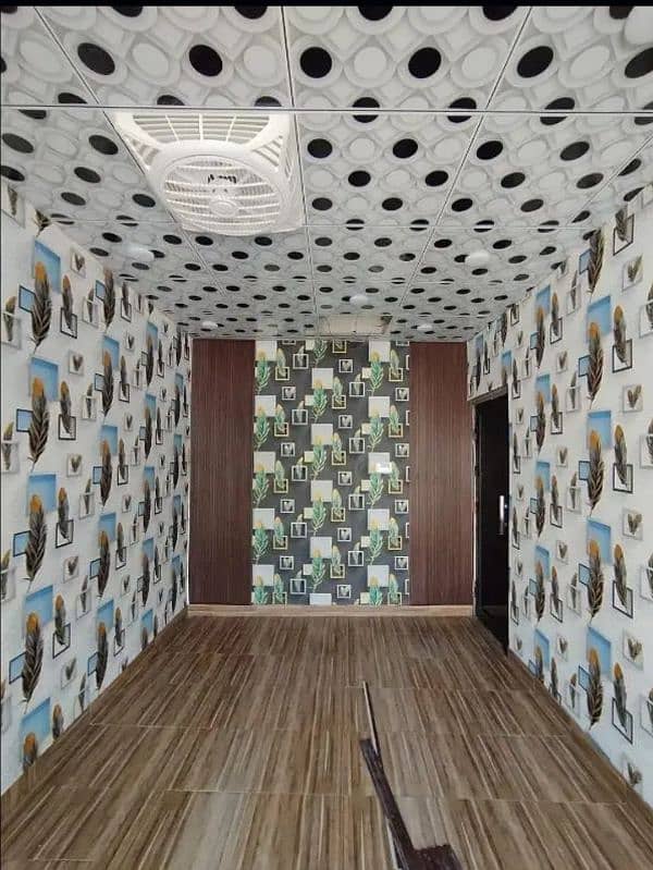 Wall paper PVC paneling wooden flooring ceiling 2