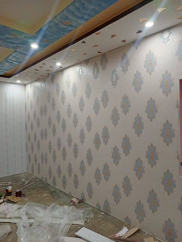 Wall paper PVC paneling wooden flooring ceiling 16