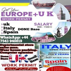 Urgent Staff Required our Office(Uk, spain ,Italy)Done base work visa