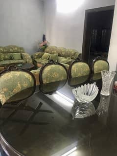 sofa set and dining table