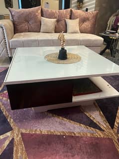 Centre table with deco paint and glass