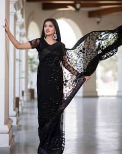 Black Net saree