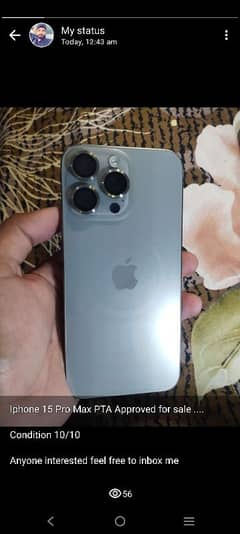 iphone 15 pro max PTA Approved 256gb for Sale