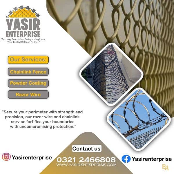 Best Chain link fence, Powder Coating , Razor wire , Hesco bags 0