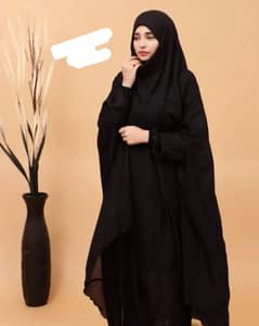 Black Plain Lawn Khimar - 1 Pc Elegant Wrap