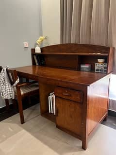 wooden study table and chair