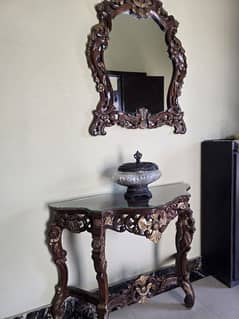 Wooden Sheesham Console Table with Mirror - Excellent Condition