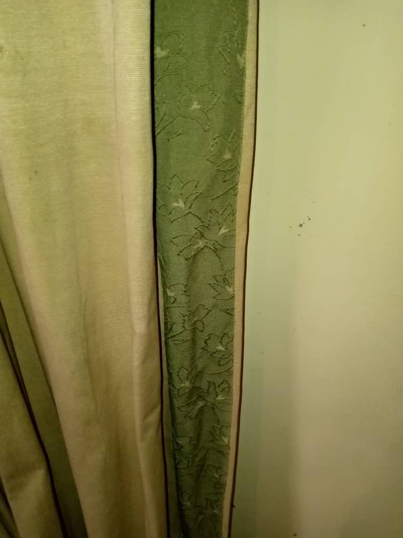 Golden curtains with light green beautiful border on a throw away pri 1