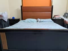 King size bed with 2 side tables and orthopaedic mattress