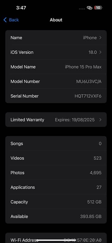 iphone 15pro max jv 512 gb black pysical sim+esim 2